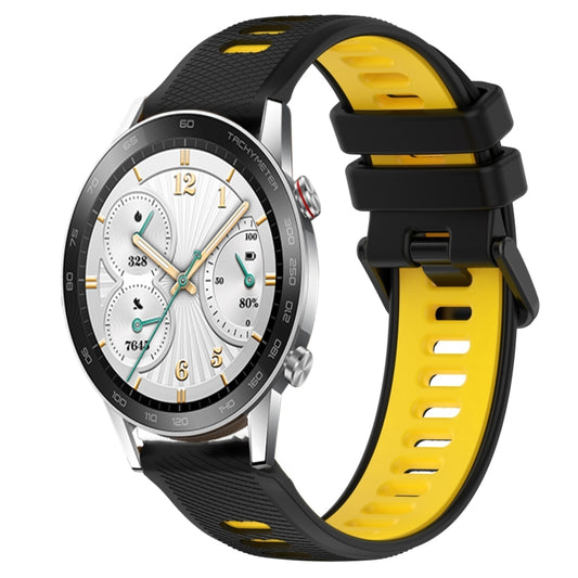 For Honor Watch GS 3i 22mm Sports Two-Color Silicone Watch Band(Black+Yellow) - Smart Wear by PMC Jewellery | Online Shopping South Africa | PMC Jewellery