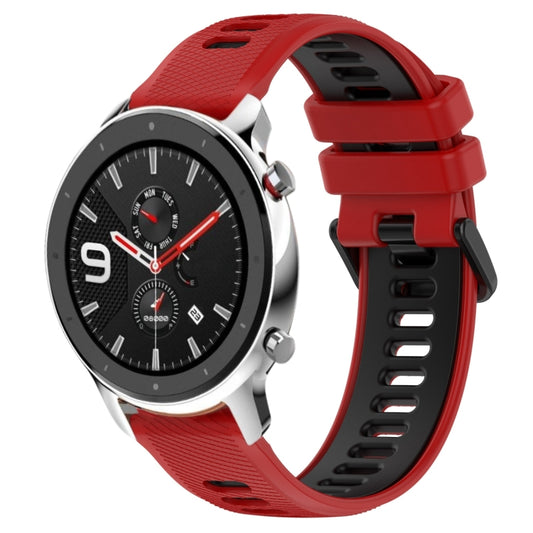 For Amazfit GTR 4 Pro 22MM Sports Two-Color Silicone Watch Band(Red+Black) -  by PMC Jewellery | Online Shopping South Africa | PMC Jewellery