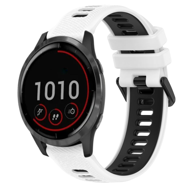 For Garmin Vivoactive 4 22mm Sports Two-Color Silicone Watch Band(White+Black) - Smart Wear by PMC Jewellery | Online Shopping South Africa | PMC Jewellery