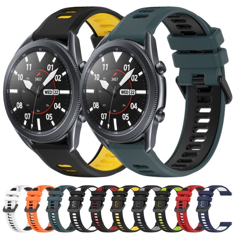 For Samsung Galaxy Watch 46mm 22mm Sports Two-Color Silicone Watch Band(Black+White) - Smart Wear by PMC Jewellery | Online Shopping South Africa | PMC Jewellery