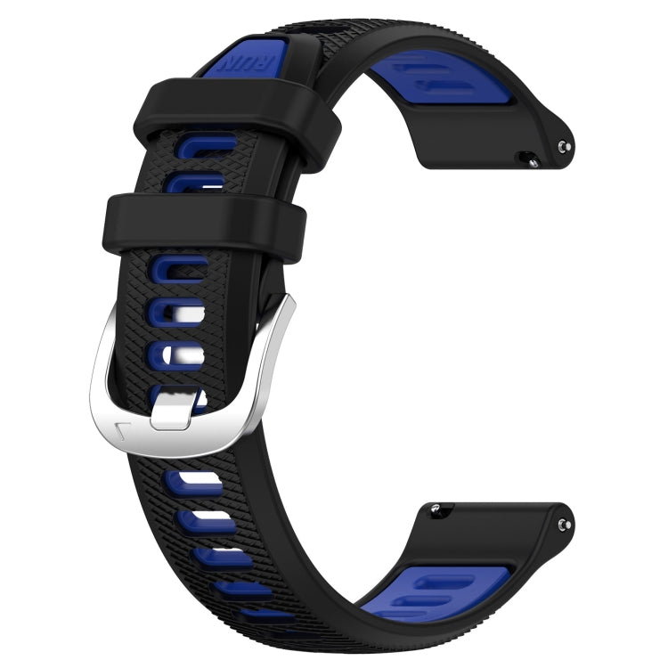 For Garmin Forerunner 265S Music 18mm Sports Two-Color Steel Buckle Silicone Watch Band(Black+Blue) - Smart Wear by PMC Jewellery | Online Shopping South Africa | PMC Jewellery