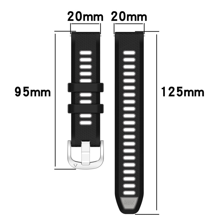 For Garmin Vivoactive3 Music 20mm Sports Two-Color Steel Buckle Silicone Watch Band(Starlight+Black) - Smart Wear by PMC Jewellery | Online Shopping South Africa | PMC Jewellery