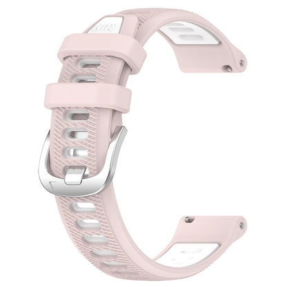 For Garmin VivoMove Style 20mm Sports Two-Color Steel Buckle Silicone Watch Band(Pink+White) - Watch Bands by PMC Jewellery | Online Shopping South Africa | PMC Jewellery