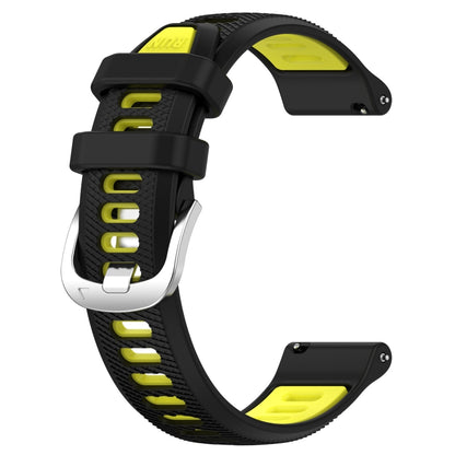 For Garmin Forerunner 245 20mm Sports Two-Color Steel Buckle Silicone Watch Band(Black+Lime Green) - Smart Wear by PMC Jewellery | Online Shopping South Africa | PMC Jewellery
