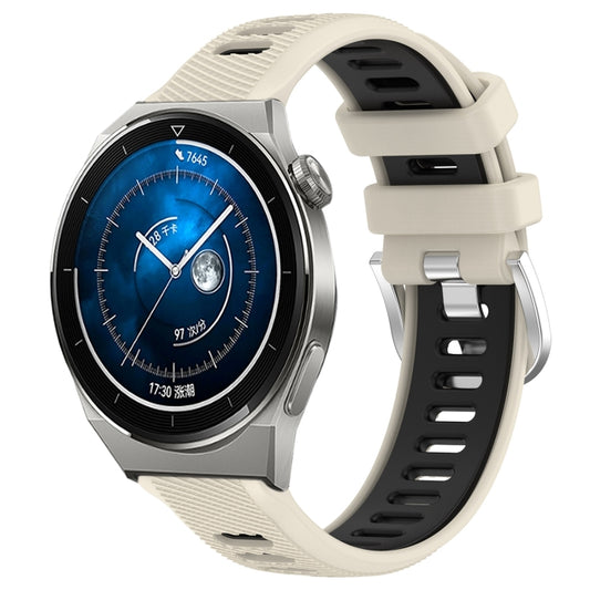 For Huawei Watch GT3 Pro 43mm 20mm Sports Two-Color Steel Buckle Silicone Watch Band(Starlight+Black) - Smart Wear by PMC Jewellery | Online Shopping South Africa | PMC Jewellery