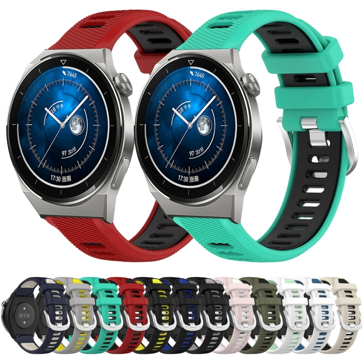 For Huawei Watch GT3 Pro 43mm 20mm Sports Two-Color Steel Buckle Silicone Watch Band(Starlight+Black) - Smart Wear by PMC Jewellery | Online Shopping South Africa | PMC Jewellery
