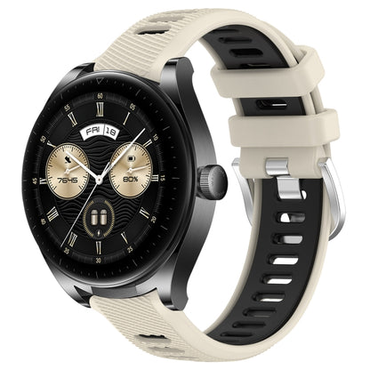 For Huawei Watch Buds 22mm Sports Two-Color Steel Buckle Silicone Watch Band(Starlight+Black) - Smart Wear by PMC Jewellery | Online Shopping South Africa | PMC Jewellery
