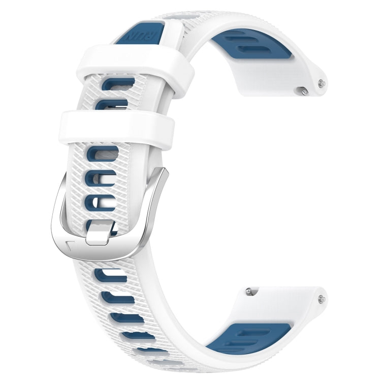 For Honor Watch GS 3i 22mm Sports Two-Color Steel Buckle Silicone Watch Band(White+Blue) - Smart Wear by PMC Jewellery | Online Shopping South Africa | PMC Jewellery