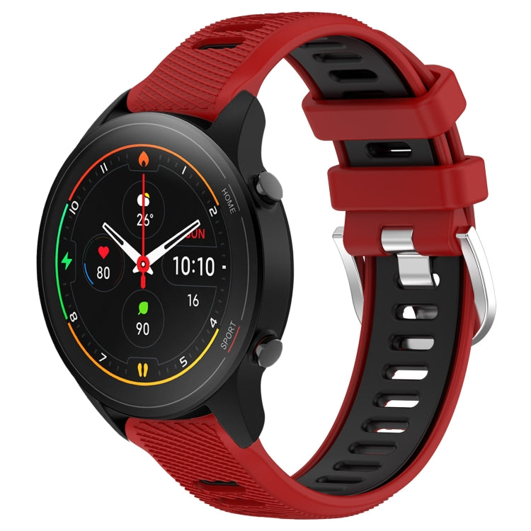 For Xiaomi MI Watch S1 Pro 22mm Sports Two-Color Steel Buckle Silicone Watch Band(Red+Black) - Smart Wear by PMC Jewellery | Online Shopping South Africa | PMC Jewellery