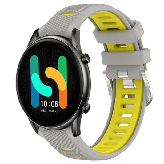 For Xiaomi MI Watch Color 22mm Sports Two-Color Steel Buckle Silicone Watch Band(Grey+Yellow) - Smart Wear by PMC Jewellery | Online Shopping South Africa | PMC Jewellery