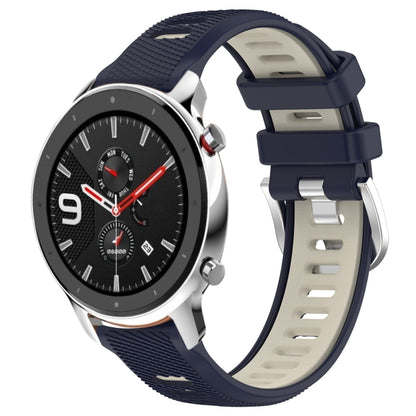 For Amazfit GTR 4 22mm Cross Texture Two Color Silicone Steel Buckle Watch Band(Midnight Blue + Starlight) -  by PMC Jewellery | Online Shopping South Africa | PMC Jewellery