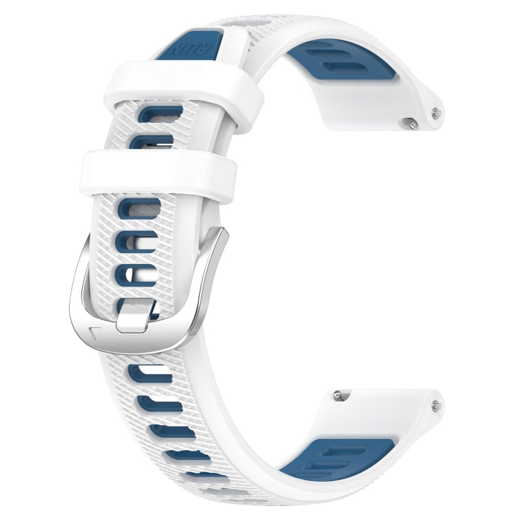 For Amazfit GTR 4 Pro 22mm Cross Texture Two Color Silicone Steel Buckle Watch Band(White+Blue) -  by PMC Jewellery | Online Shopping South Africa | PMC Jewellery