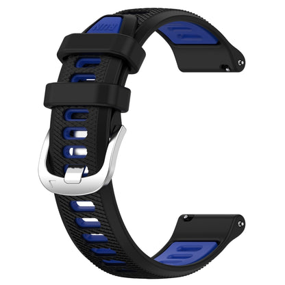 For Garmin Forerunner 255 22mm Sports Two-Color Steel Buckle Silicone Watch Band(Black+Blue) - Smart Wear by PMC Jewellery | Online Shopping South Africa | PMC Jewellery