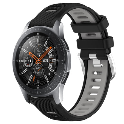 For Samsung Galaxy Watch 46mm 22mm Sports Two-Color Steel Buckle Silicone Watch Band(Black+Grey) - Smart Wear by PMC Jewellery | Online Shopping South Africa | PMC Jewellery