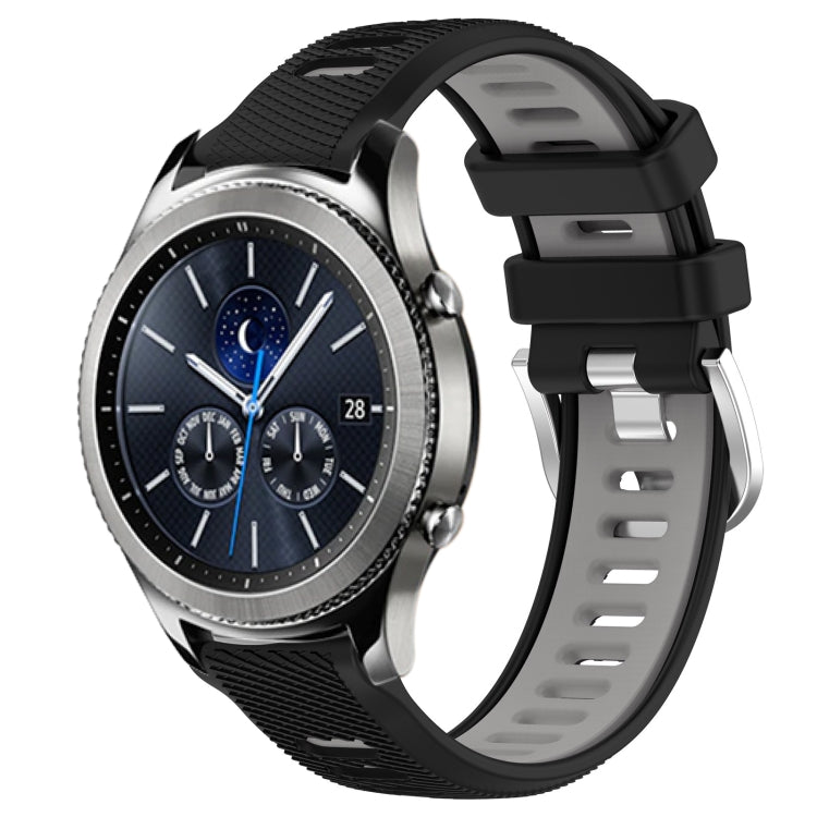 For Samsung Gear S3 Classic 22mm Sports Two-Color Steel Buckle Silicone Watch Band(Black+Grey) - Smart Wear by PMC Jewellery | Online Shopping South Africa | PMC Jewellery