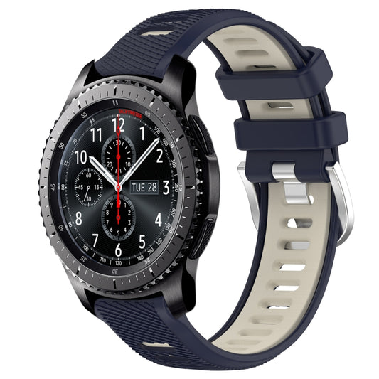 For Samsung Gear S3 Frontier 22mm Sports Two-Color Steel Buckle Silicone Watch Band(Midnight Blue+Starlight) - Smart Wear by PMC Jewellery | Online Shopping South Africa | PMC Jewellery