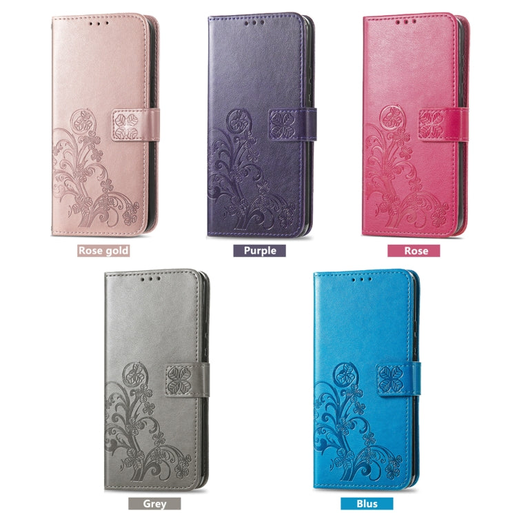 For TCL 403 Four-leaf Clasp Embossed Buckle Leather Phone Case(Purple) - More Brand by PMC Jewellery | Online Shopping South Africa | PMC Jewellery