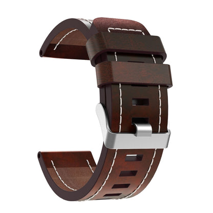 For Garmin Tactix 7 Pro 26mm Sewing Leather Steel Buckle Watch Band(Red Brown) - Smart Wear by PMC Jewellery | Online Shopping South Africa | PMC Jewellery