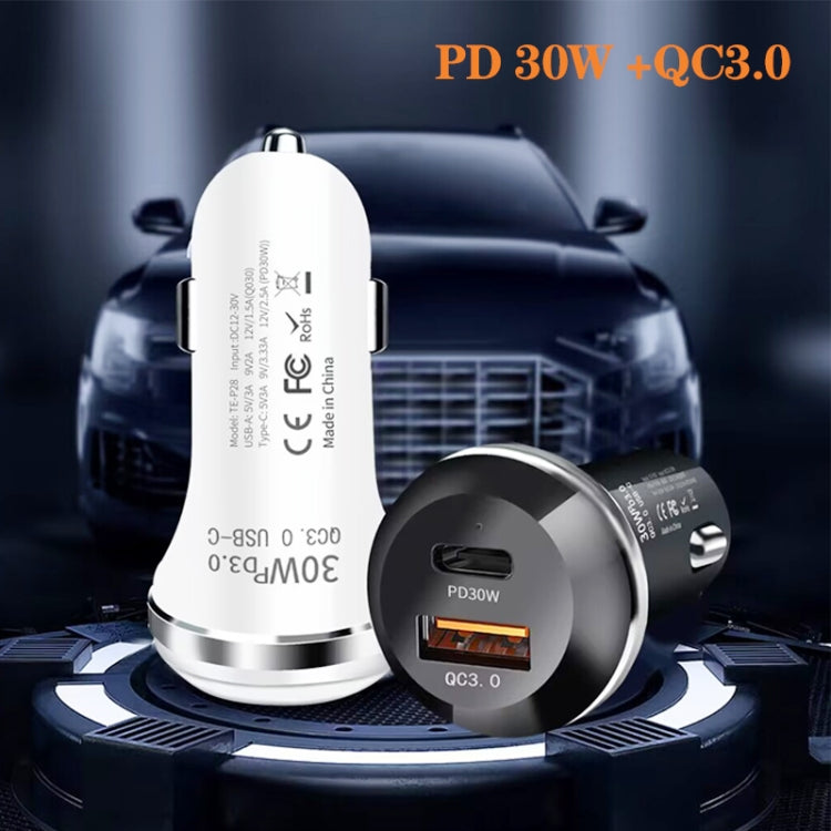 P28 USB-C PD30W + QC3.0 18W USB Dual Port Car Charger(Black) - Car Charger by PMC Jewellery | Online Shopping South Africa | PMC Jewellery
