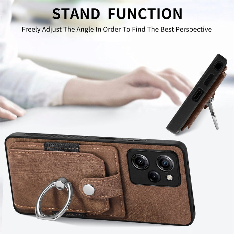 For Xiaomi Poco X5 Pro Retro Skin-feel Ring Card Wallet Phone Case(Brown) - free shipping - PMC TechLife - Order now!