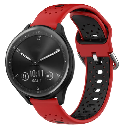 For Garmin Vivomove Sport 20mm Breathable Two-Color Silicone Watch Band(Red+Black) - Watch Bands by PMC Jewellery | Online Shopping South Africa | PMC Jewellery