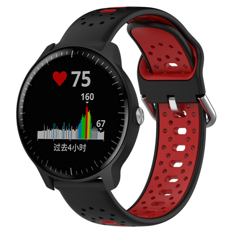 For Garmin Vivoactive3 Music 20mm Breathable Two-Color Silicone Watch Band(Black+Red) - Watch Bands by PMC Jewellery | Online Shopping South Africa | PMC Jewellery