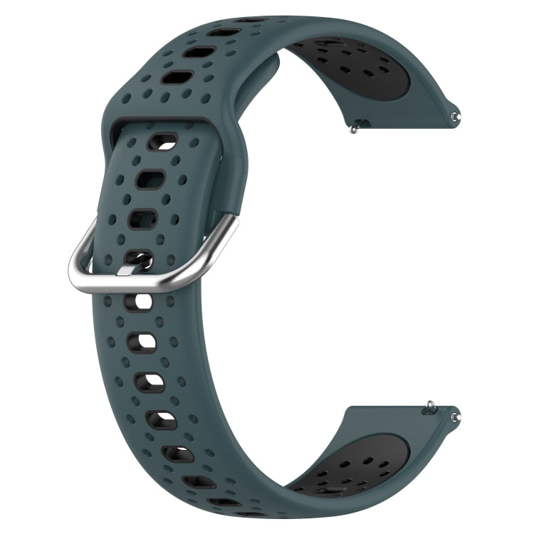 For Garmin Forerunner 158 20mm Breathable Two-Color Silicone Watch Band(Olive Green+Black) - Watch Bands by PMC TechLife | Online Shopping South Africa | PMC TechLife