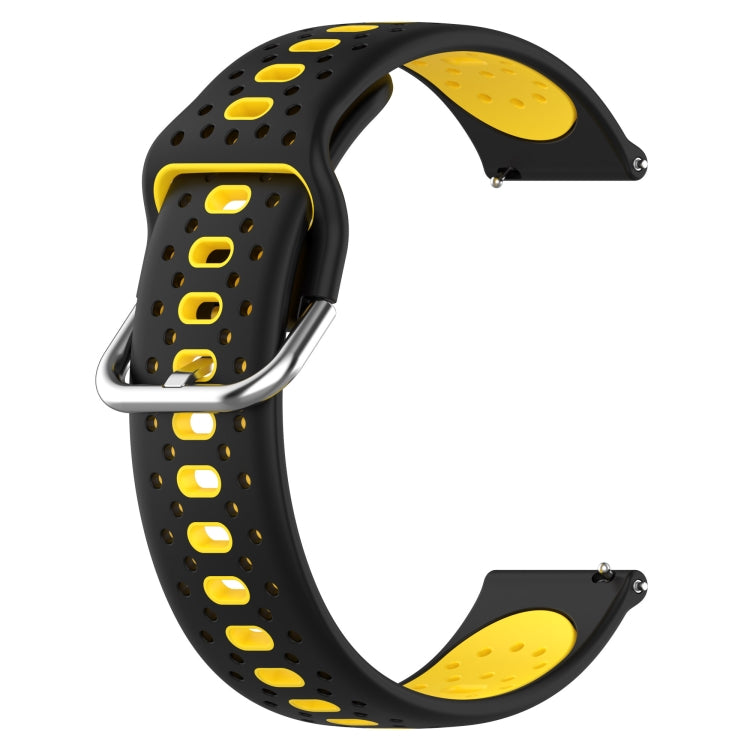 For Garmin VivoMove Style 20mm Breathable Two-Color Silicone Watch Band(Black+Yellow) - Watch Bands by PMC Jewellery | Online Shopping South Africa | PMC Jewellery