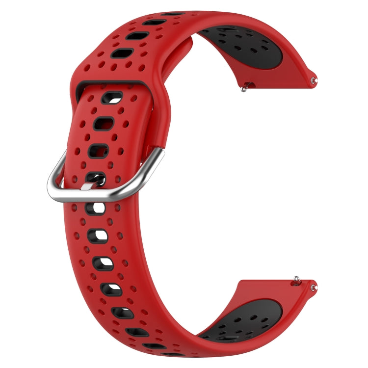 For Garmin VivoMove Style 20mm Breathable Two-Color Silicone Watch Band(Red+Black) - Watch Bands by PMC Jewellery | Online Shopping South Africa | PMC Jewellery