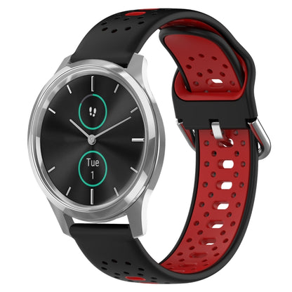 For Garmin VivoMove Luxe 20mm Breathable Two-Color Silicone Watch Band(Black+Red) - Watch Bands by PMC Jewellery | Online Shopping South Africa | PMC Jewellery