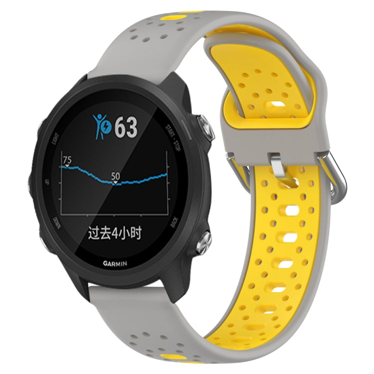 For Garmin Forerunner 245 20mm Breathable Two-Color Silicone Watch Band(Grey+Yellow) - Watch Bands by PMC TechLife | Online Shopping South Africa | PMC TechLife