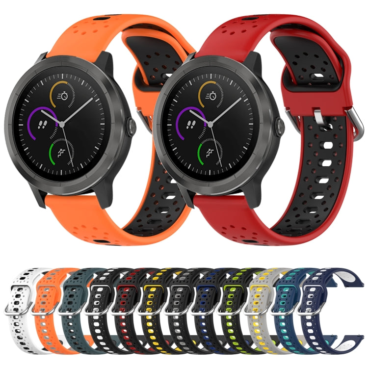 For Garmin Forerunner 158 20mm Breathable Two-Color Silicone Watch Band(Blue+Teal) - Watch Bands by PMC TechLife | Online Shopping South Africa | PMC TechLife