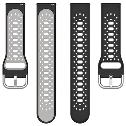 For Garmin Vivoactive3 20mm Breathable Two-Color Silicone Watch Band(Black+White) - Watch Bands by PMC Jewellery | Online Shopping South Africa | PMC Jewellery