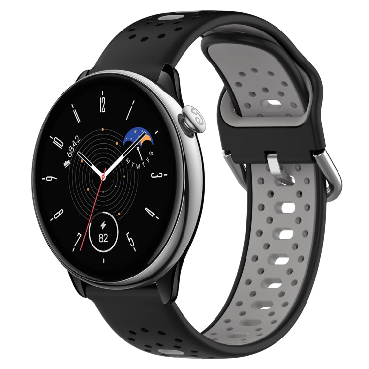 For Amazfit GTR Mini 20mm Breathable Two-Color Silicone Watch Band(Black+Grey) - Watch Bands by PMC TechLife | Online Shopping South Africa | PMC TechLife