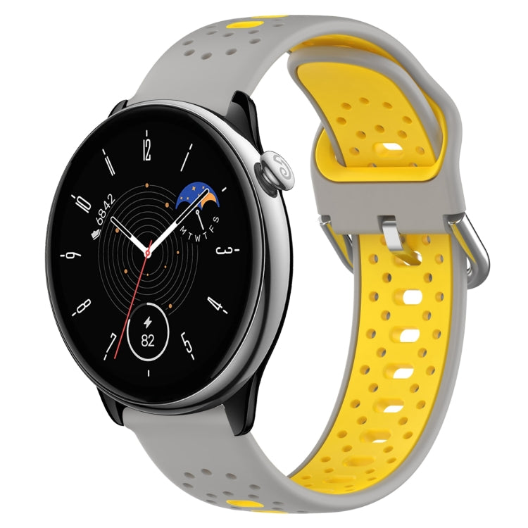 For Amazfit GTR Mini 20mm Breathable Two-Color Silicone Watch Band(Grey+Yellow) -  by PMC TechLife | Online Shopping South Africa | PMC TechLife