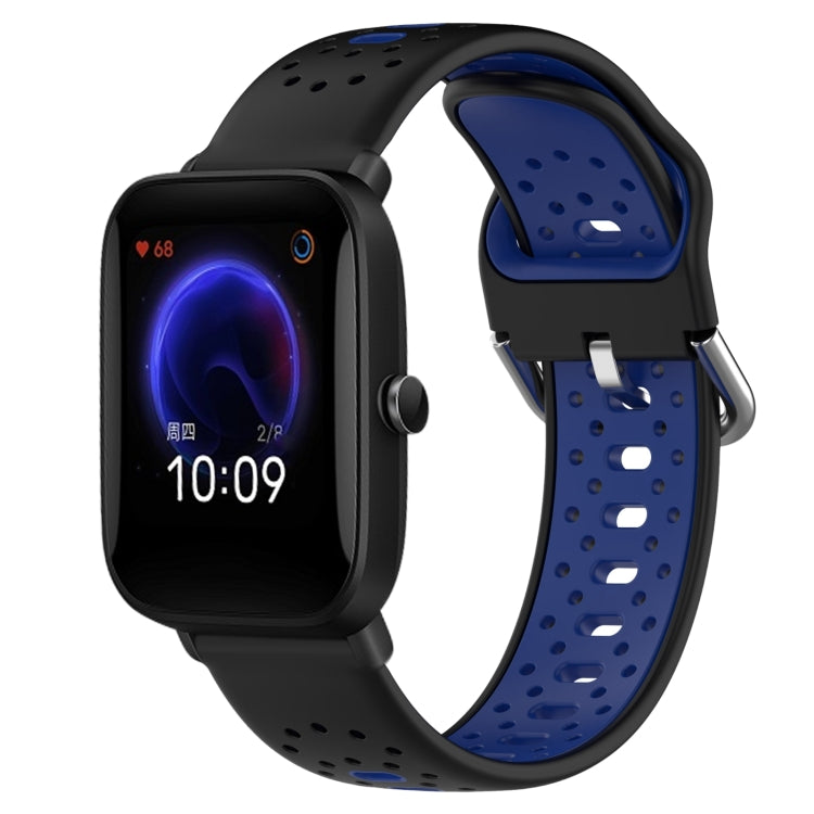 For Amazfit Pop 20mm Breathable Two-Color Silicone Watch Band(Black+Blue) -  by PMC TechLife | Online Shopping South Africa | PMC TechLife