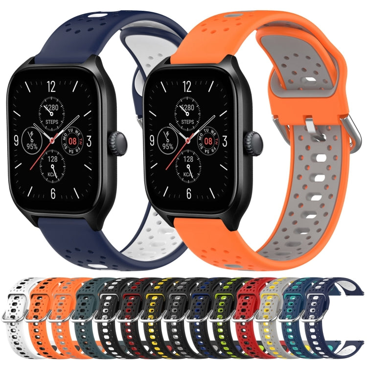 For Amazfit GTS 2 20mm Breathable Two-Color Silicone Watch Band(Orange+Grey) - Watch Bands by PMC TechLife | Online Shopping South Africa | PMC TechLife