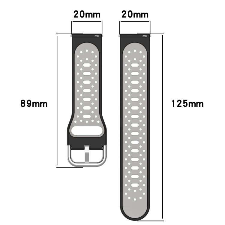 For Amazfit Pop 20mm Breathable Two-Color Silicone Watch Band(Black+Yellow) - Watch Bands by PMC TechLife | Online Shopping South Africa | PMC TechLife