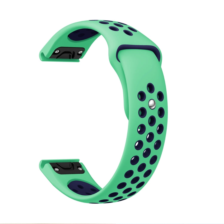 For Garmin MARQ Athlete Gen 2 22mm Sports Breathable Silicone Watch Band(Mint Green+Midnight Blue) -  by PMC Jewellery | Online Shopping South Africa | PMC Jewellery