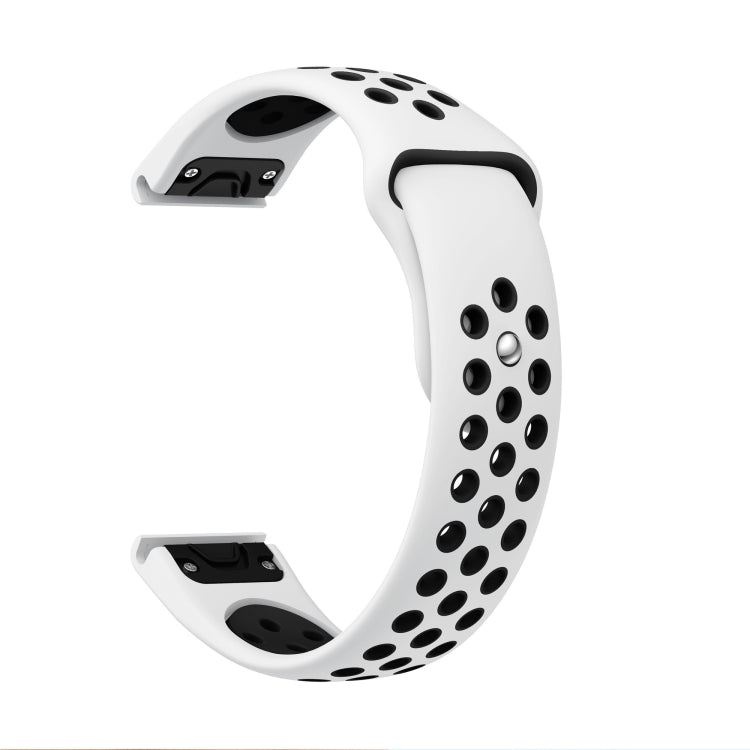 For Garmin Fenix 5 22mm Sports Breathable Silicone Watch Band(White+Black) -  by PMC Jewellery | Online Shopping South Africa | PMC Jewellery