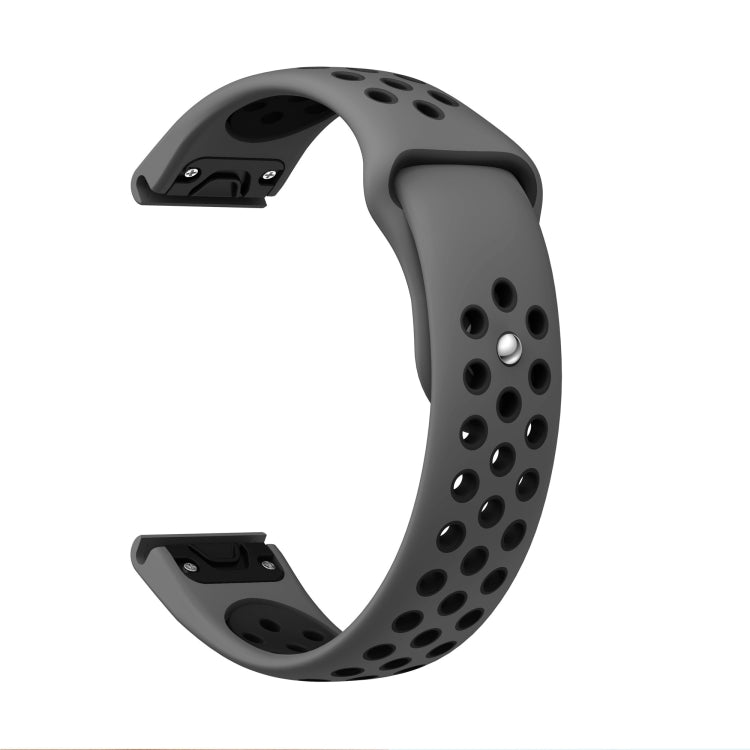 For Garmin Quatix 5 Sapphire 22mm Sports Breathable Silicone Watch Band(Grey+Black) -  by PMC Jewellery | Online Shopping South Africa | PMC Jewellery