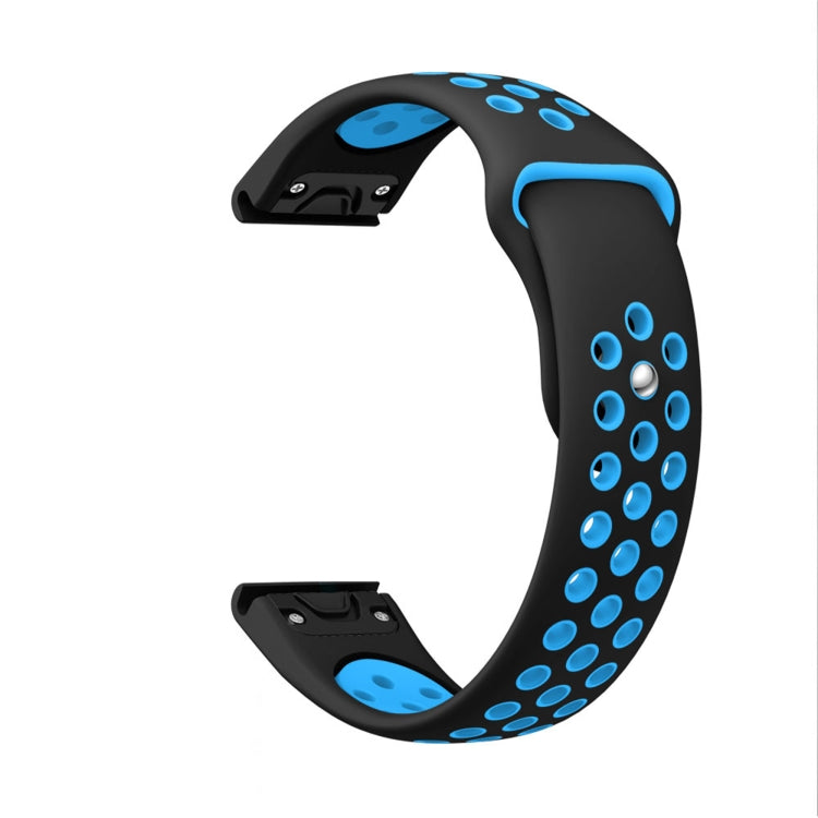 For Garmin Forerunner 955 22mm Sports Breathable Silicone Watch Band(Black+Blue) -  by PMC Jewellery | Online Shopping South Africa | PMC Jewellery