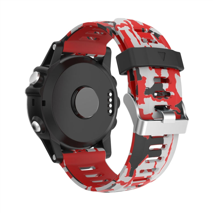 For Garmin D2 Delta PX 26mm Camouflage Printed Silicone Watch Band(Red+Army Camouflage) -  by PMC Jewellery | Online Shopping South Africa | PMC Jewellery