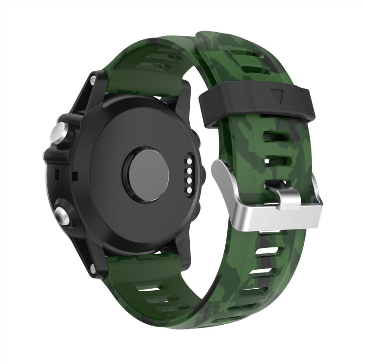 For Garmin Fenix 3 Sapphire 26mm Camouflage Printed Silicone Watch Band(Army Green+Army Camouflage) -  by PMC Jewellery | Online Shopping South Africa | PMC Jewellery