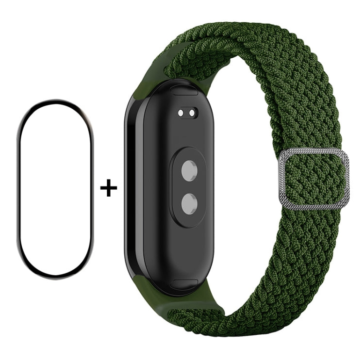 For Xiaomi Mi Band 8 ENKAY Hat-Prince 2 in 1 Set Full Coverage Screen Protector + Elastic Braided Nylon Watch Band(Green) -  by ENKAY | Online Shopping South Africa | PMC Jewellery