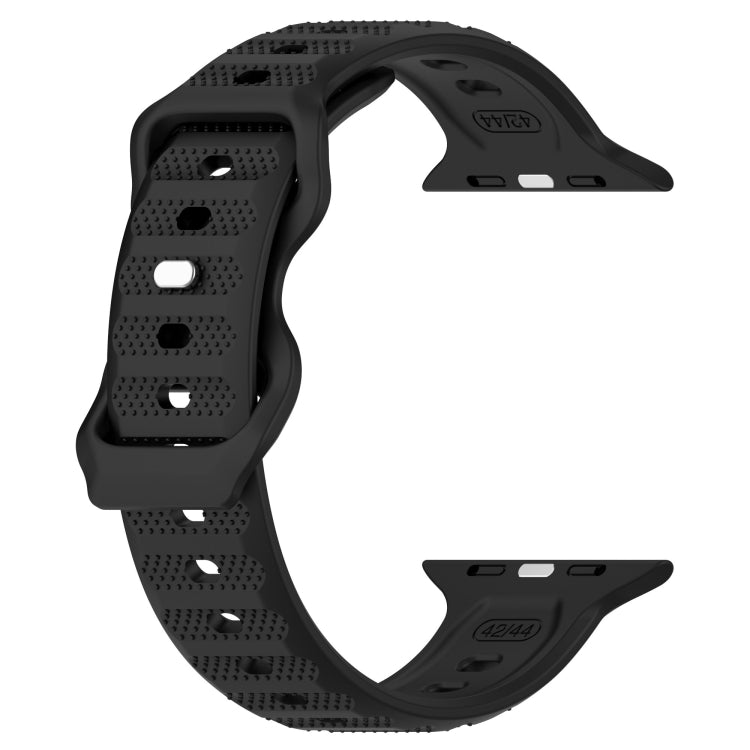For Apple Watch 8 45mm Reverse Buckle Dot Texture Silicone Watch Band(Black) - Watch Bands by PMC TechLife | Online Shopping South Africa | PMC TechLife