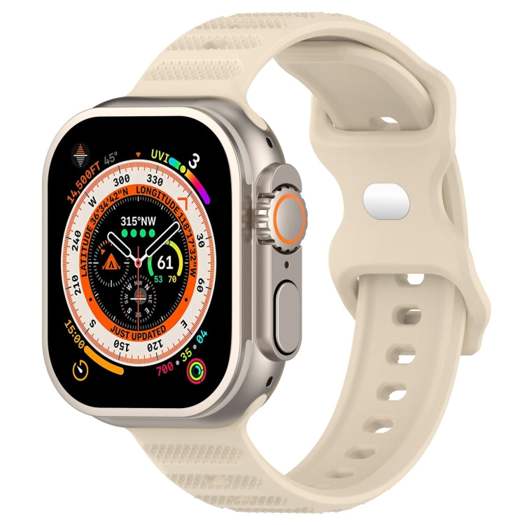 For Apple Watch 7 41mm Reverse Buckle Dot Texture Silicone Watch Band(Khaki) - Watch Bands by PMC TechLife | Online Shopping South Africa | PMC TechLife