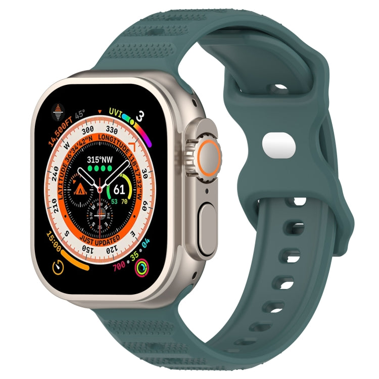 For Apple Watch SE 2022 44mm Reverse Buckle Dot Texture Silicone Watch Band(Olive Green) - Watch Bands by PMC TechLife | Online Shopping South Africa | PMC TechLife