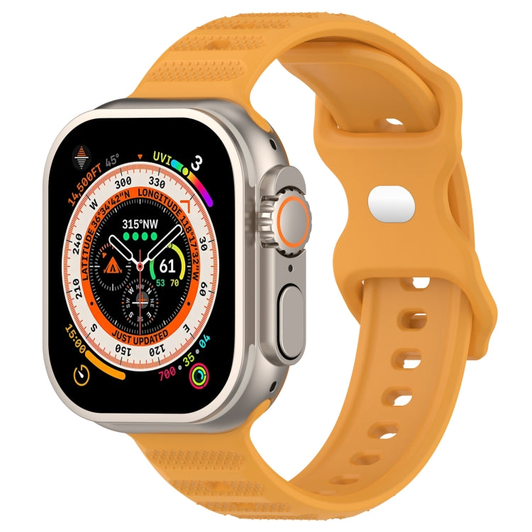 For Apple Watch SE 2022 44mm Reverse Buckle Dot Texture Silicone Watch Band(Yellow) - Watch Bands by PMC TechLife | Online Shopping South Africa | PMC TechLife