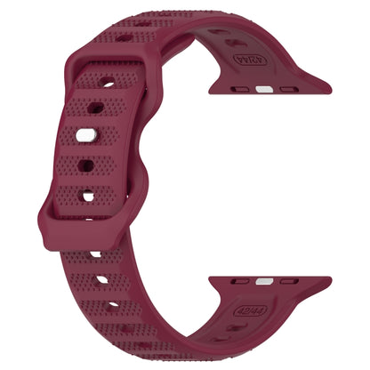 For Apple Watch SE 44mm Reverse Buckle Dot Texture Silicone Watch Band(Wine Red) - Watch Bands by PMC Jewellery | Online Shopping South Africa | PMC Jewellery